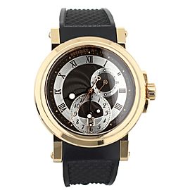 Breguet Marine Dual Time Rose Gold Black Dial Rubber Strap 41mm Full Set