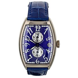 Franck Muller Master Banker White Gold Blue Dial Alligator Strap 47x34mm