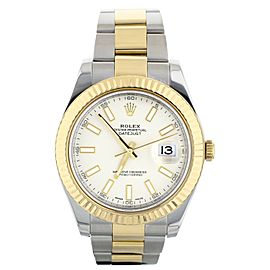 Rolex Datejust 41 Stainless Steel Yellow Gold White Stick Dial 41mm