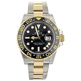 Rolex GMT Master II Stainless Steel Yellow Gold Black Dial 40mm Full Set