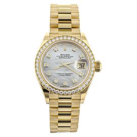 Rolex Datejust Mother of Pearl Yellow Gold Diamond Bezel 28mm