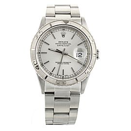 Rolex Datejust Turn-O-Graph Thunderbird Silver Dial White Gold Bezel 36MM