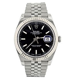 Rolex DateJust Black Dial White Gold & Stainless Steel Jubilee