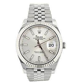 Rolex DateJust Silver Dial Jubilee Bracelet White Gold Fluted Bezel