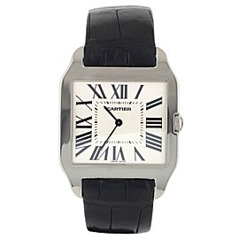 Cartier Santos Dumont White Gold Black Alligator Strap Watch Only