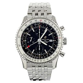 Breitling Navitimer Chronograph GMT Black Dial Steel Steel