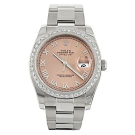 Rolex Datejust Diamond Bezel Pink Dial Stainless Steel Oyster