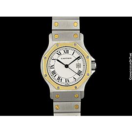 CARTIER SANTOS OCTAGON Mens Unisex SS Steel & 18K Gold Watch,