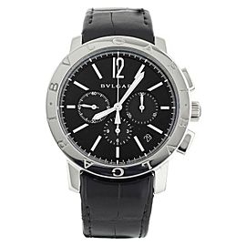 Bulgari SoloTiemp Chronograph Stainless Steel Black Dial Alligator 41mm