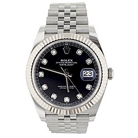 Rolex Datejust Black Dial Diamond Markers Stainless Steel Automatic