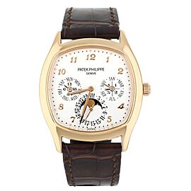 Patek Phillipe Perpetual White Dial Rose Gold Alligator 37mm