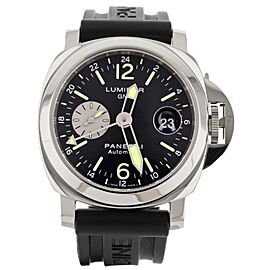 Panerai Luminor GMT Stainless Steel Black Dial Rubber Strap