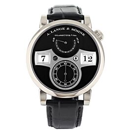 A. Lange & Sohne Zeitwerk Black Dial White Gold Manual