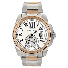 Cartier Calibre Stainless Steel Rose Gold Silver Dial on Bracelet