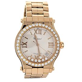 Chopard Happy Sport White Dial Diamond Bezel Rose Gold