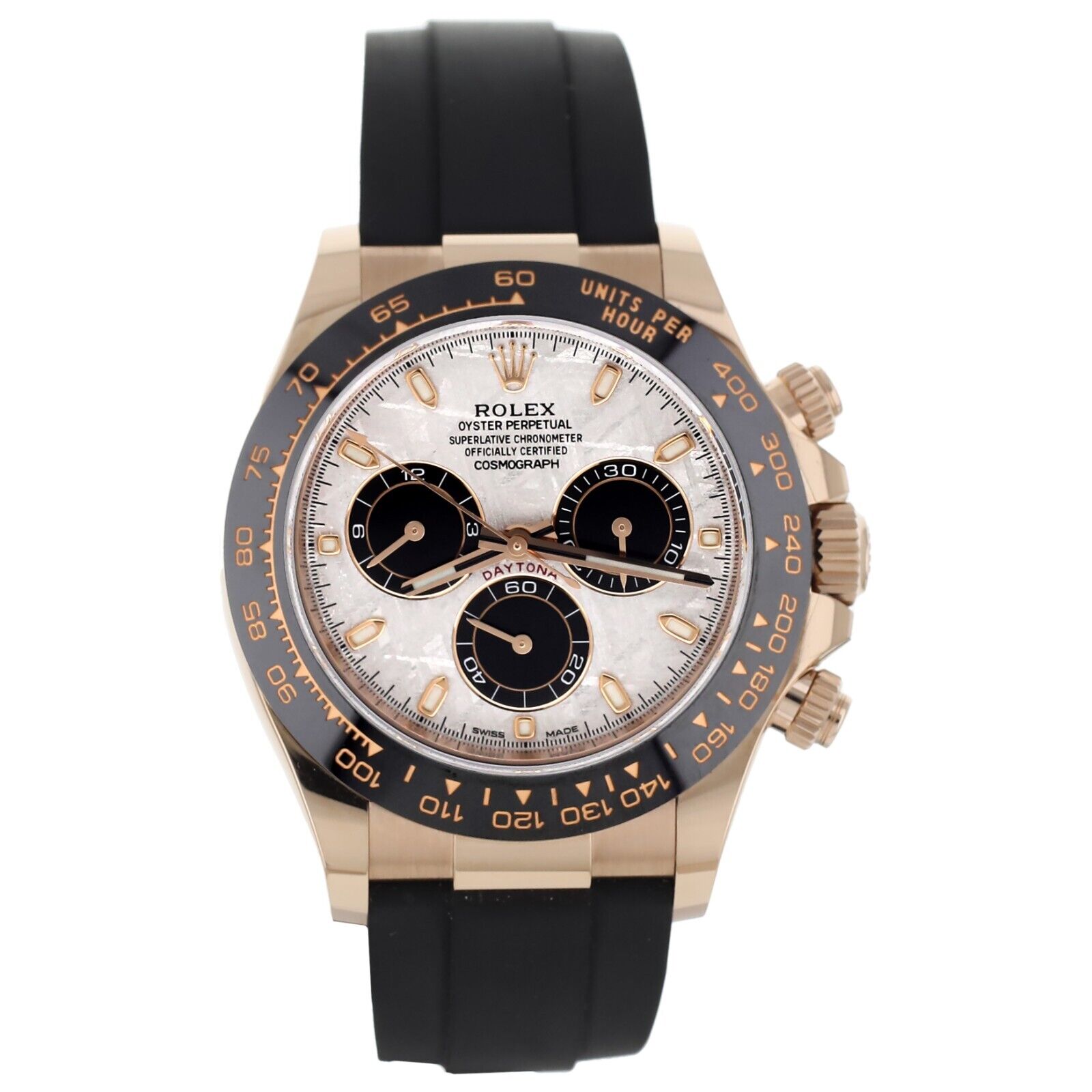 Rolex Daytona Chronograph Rose Gold Meteorite Dial Rubber Oysterflex 40mm Rolex Buy at TrueFacet