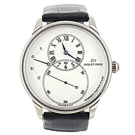 Jaquet Drox Grande Seconde Power Reserve White Gold Enamel Dial 43mm