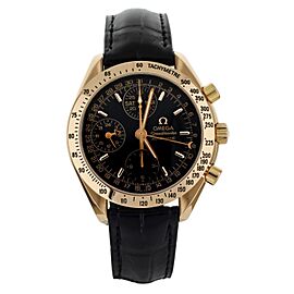 Omega Speedmaster Triple Calendar Rose Gold Black Dial Alligator