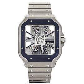 Cartier Santos Skeleton Stainless Steel Blue Bezel 38mm