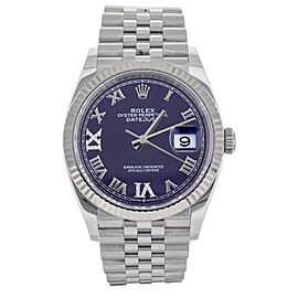 Rolex Datejust Stainless Steel Purple Diamond Dial Fluted Jubilee