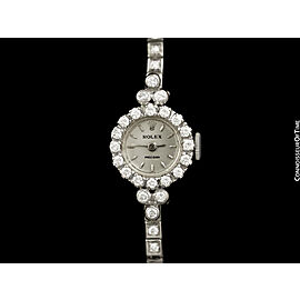 1960's ROLEX Ladies Vintage Cocktail Watch - 18K White Gold & Diamonds