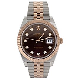 Rolex DateJust Brown Dial with Diamonds Steel & Rose Gold 41MM Full Set