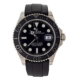 Rolex Yacht-Master Black Dial White Gold Black Rubber Strap 42MM