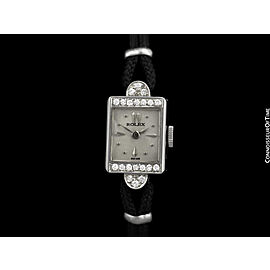 1950's ROLEX Ladies Vintage Cocktail Watch - 18K White Gold & Diamonds