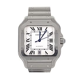 Cartier Santos Large Stainless Steel Silver Dial Bracelet 40mm