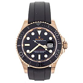 Rolex Yacht-Master Rose Gold Black Dial Bezel Oysterflex 40mm