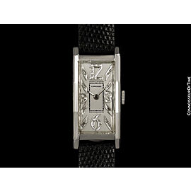 1946 LONGINES Vintage Mens Large Art Deco Platinum & Diamond Watch