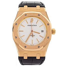 Audemars Piguet Royal Oak Rose Gold White Dial Alligator Strap 39mm