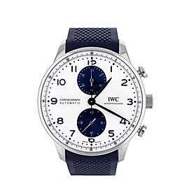 IWC Portugieser Chronograph White Dial Blue Rubber Steel