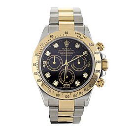 Rolex Daytona Black Dial with Diamonds Steel & Yellow Gold