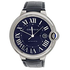 Cartier Ballon Bleu Blue Dial Stainless Steel Alligator