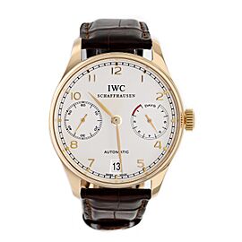 IWC Portugieser 7 Day Automatic Rose Gold Silver Dial Deployant Watch