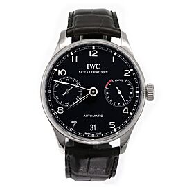 IWC Portugieser Black Dial Steel 7 Day Automatic Watch