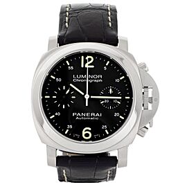 Panerai Luminor Chronograph Black Dial & Strap Stainless Steel Watch