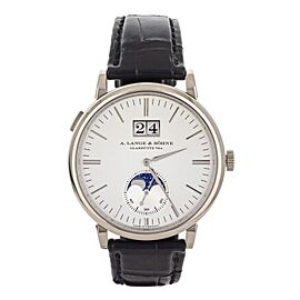 A Lange & Sohne Saxonia Moonphase Silver Dial White Gold