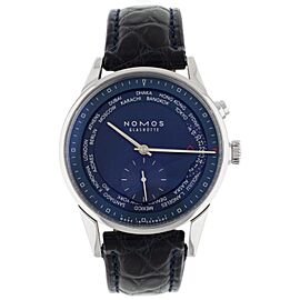 Nomos Zürich World Time Blue Dial Steel Case Blue Strap