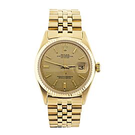 Rolex Datejust Yellow Gold Fluted Bezel on Bracelet Gold Dial