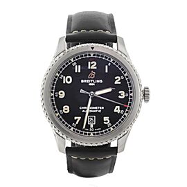 Breitling Aviator 8 Black Dial Stainless Steel Calf Strap