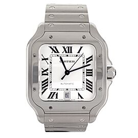 Cartier Santos White Dial Stainless Steel Bracelet