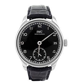 IWC Portugieser 8 Days Black Dial Stainless Steel Manual