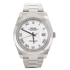 Rolex Datejust 41 White Roman Dial Stainless Steel Oyster