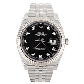 Rolex Datejust 41 Stainless Steel Black Dial Diamond Marker Jubilee 41mm