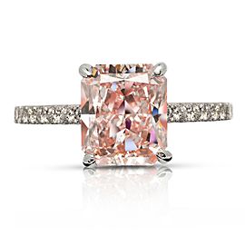 3 CARAT RADIANT CUT FANCY INTENSE PINK COLOR VVS2 CLARITY DIAMOND ENGAGEMENT RING 18K WHITE GOLD GIA CERTIFIED 3 CT FIP VVS2