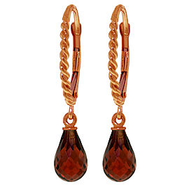 14K Solid Rose Gold Leverback Earrings with Briolette Garnets