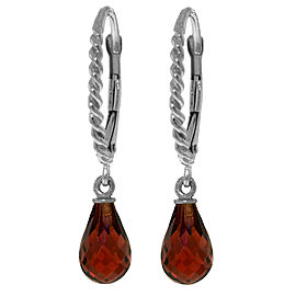 3 CTW 14K Solid White Gold Leverback Earrings Briolette Garnet