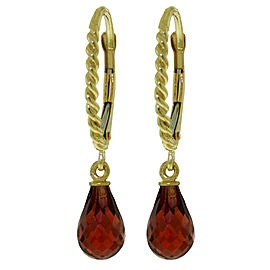 3 CTW 14K Solid Gold Leverback Earrings Briolette Garnet